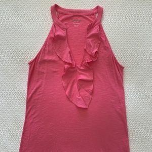 Lilly Pulitzer Bright pink ruffle front v neck tank